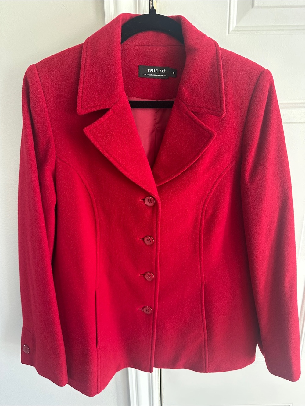 Tribal Bright Red Women's Tailored Button-Front Blazer